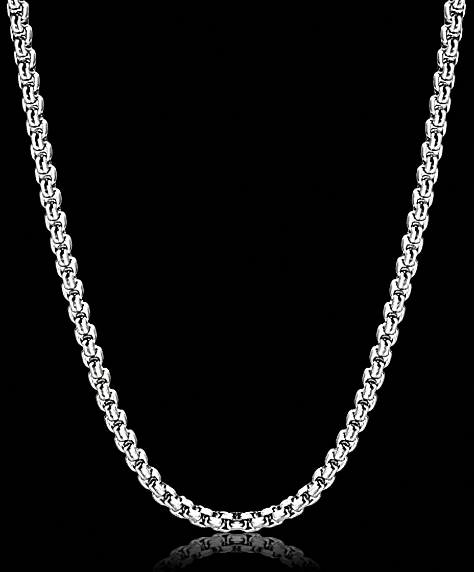 Square Rolo Chain Necklace Stainless Steel round Box Necklace for Men & Women