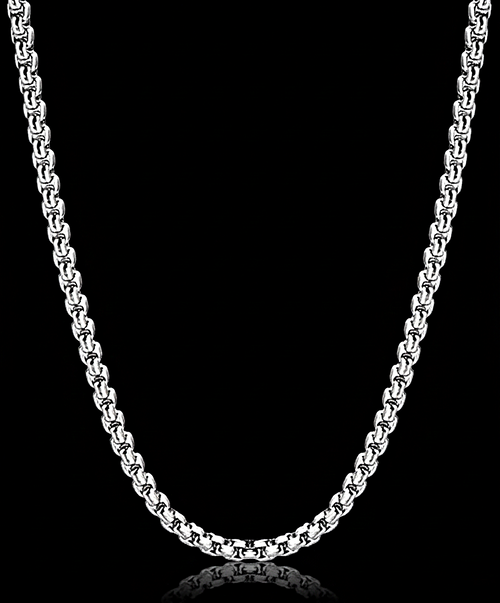 Square Rolo Chain Necklace Stainless Steel round Box Necklace for Men & Women