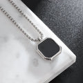 Silver Geometric Polygonal Black Square Natural Stone